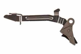 Overwatch Precision Glock Gen 1-4 9/40/357 Poly DAT Trigger Gun in FDE/Black features a flat face design for a self-correcting rearward press.